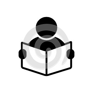 Black solid icon for Studying, book and reading