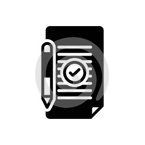 Black solid icon for Submission, presentment and agreement