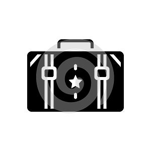 Black solid icon for Suitcase, portmanteau and container