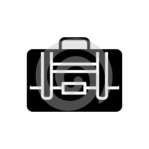 Black solid icon for Suitcase, portmanteau and travelling