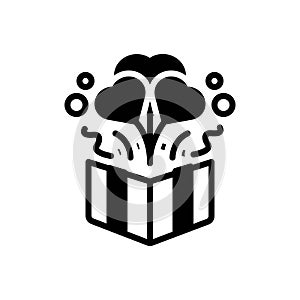 Black solid icon for Surprise, gift and box