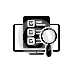 Black solid icon for Surveys, observe and view