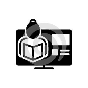 Black solid icon for Teaches, educate and online