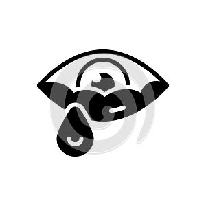 Black solid icon for Tear, teardrop and eyewater