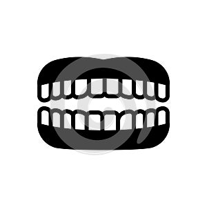 Black solid icon for Teeth, tooth and chew
