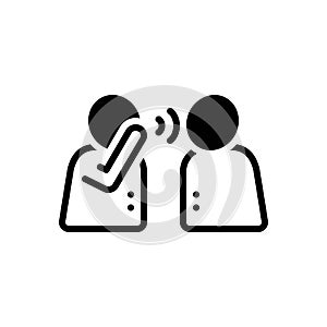 Black solid icon for Tells, speak and hear