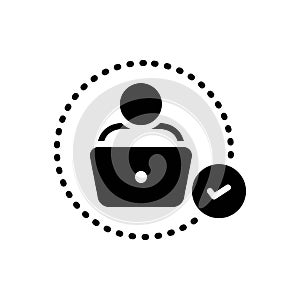 Black solid icon for Thorough, exhaustive and work