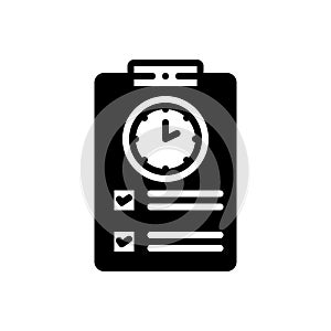 Black solid icon for Timesheet, countdown and overtime