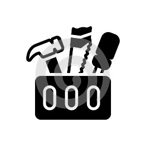 Black solid icon for Toolbox, tool and box kit