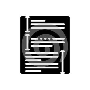 Black solid icon for Transcript Shots, script and justify