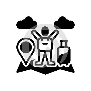 Black solid icon for Traveller, migratory and trip