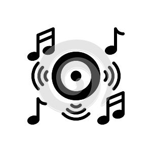 Black solid icon for Tunes, melody and audio