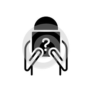 Black solid icon for Unknown, unnamed and unfamiliar