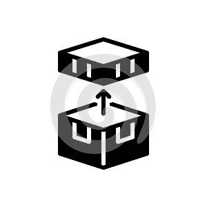 Black solid icon for Unwrap, gift and giftbox