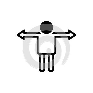 Black solid icon for Variance, man and direction