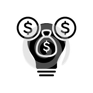 Black solid icon for Venture Capital, endeavor and amount