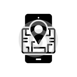 Black solid icon for Venue, mobile and locale