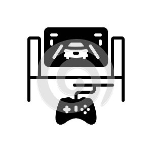 Black solid icon for Video Game, gamification and electronic