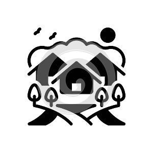 Black solid icon for Villages, pueblo and house