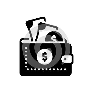 Black solid icon for Wallet, currency and saving