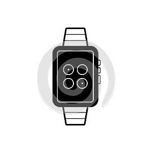 Black solid icon for  Watch, synchronization and wristlet