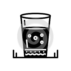 Black solid icon for Water, glass and drink