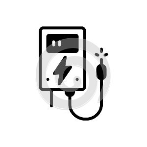 Black solid icon for Watt, battery and electricity