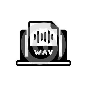 Black solid icon for Wav, document and file
