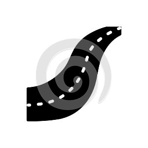 Black solid icon for Way, road and highway