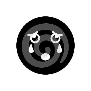 Black solid icon for Weep, cry and emotion