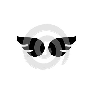 Black solid icon for Wings, feather and plume
