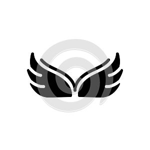 Black solid icon for Wings, feather and plume