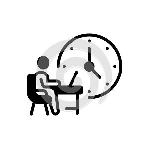 Black solid icon for Working Hours, working and workplace
