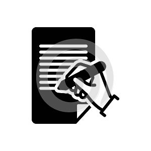 Black solid icon for Writes, notepad and composing