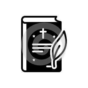 Black solid icon for Wrote, write and feather