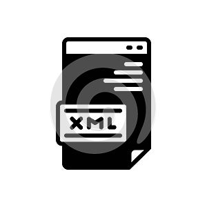 Black solid icon for Xml, document and language