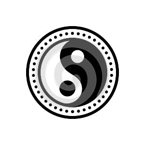 Black solid icon for Yang, circle and japan