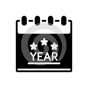 Black solid icon for Year, month and calendar