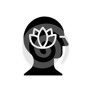Black solid icon for Yoga, peaceful and relax
