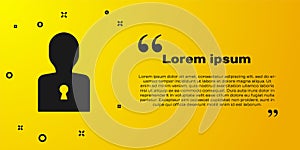 Black Solution to the problem in psychology icon isolated on yellow background. Key. Therapy for mental health. Vector