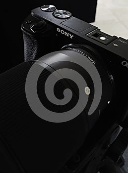 Black in black sony camera