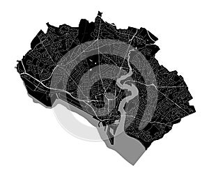 Black Southampton city map, administrative area
