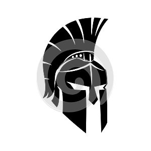 Black spartan helmet.