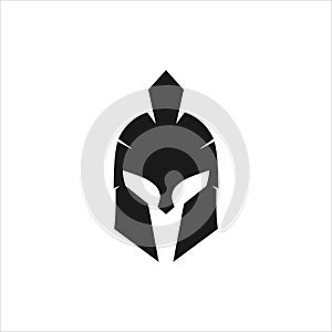 black spartan helmet warrior shield vector icon logo design