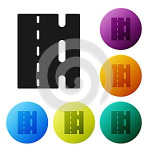 Black Special bicycle ride on the bicycle lane icon isolated on white background. Set icons in color circle buttons