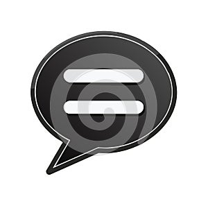 Black speech bubble with white lines indicating dialogue communication