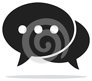 Black speech bubbles icon representing communication messaging or online conversation with ellipsis dots
