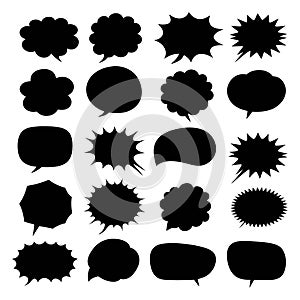 Black speech bubbles various shapes comic dialogue