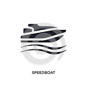 black speedboat isolated vector icon. simple element illustration from nautical concept vector icons. speedboat editable logo