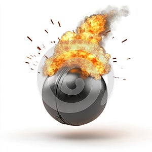 Black Sphere Exploding in Fire, Dramatic 3D Render